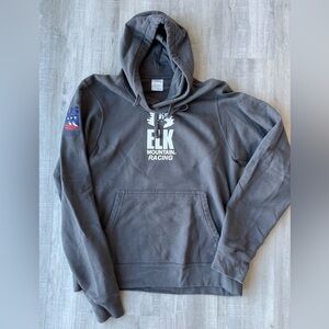 PORT & COMPANY Gray Unisex Elk Mountain Racing Long Sleeve Hoodie Size S